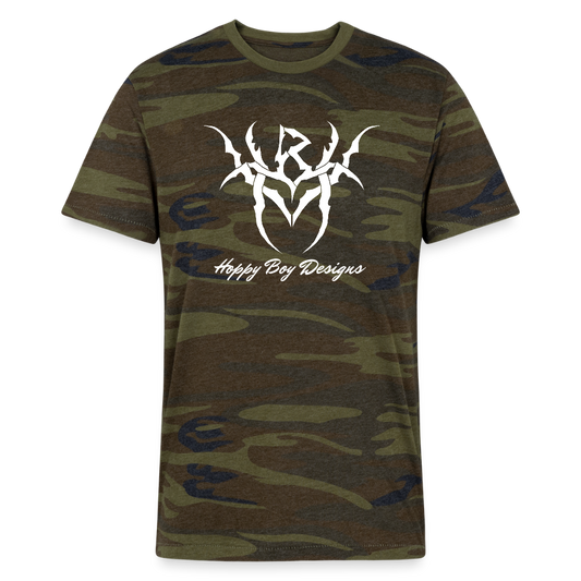 Hoppy Boy Designs HBD logo Alternative Unisex Eco Camo T-Shirt - green camo